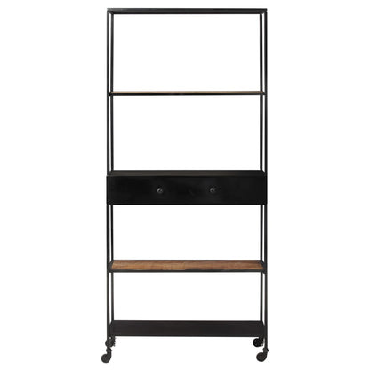 Bücherregal 80x35x180 cm Raues Mangoholz & Eisen