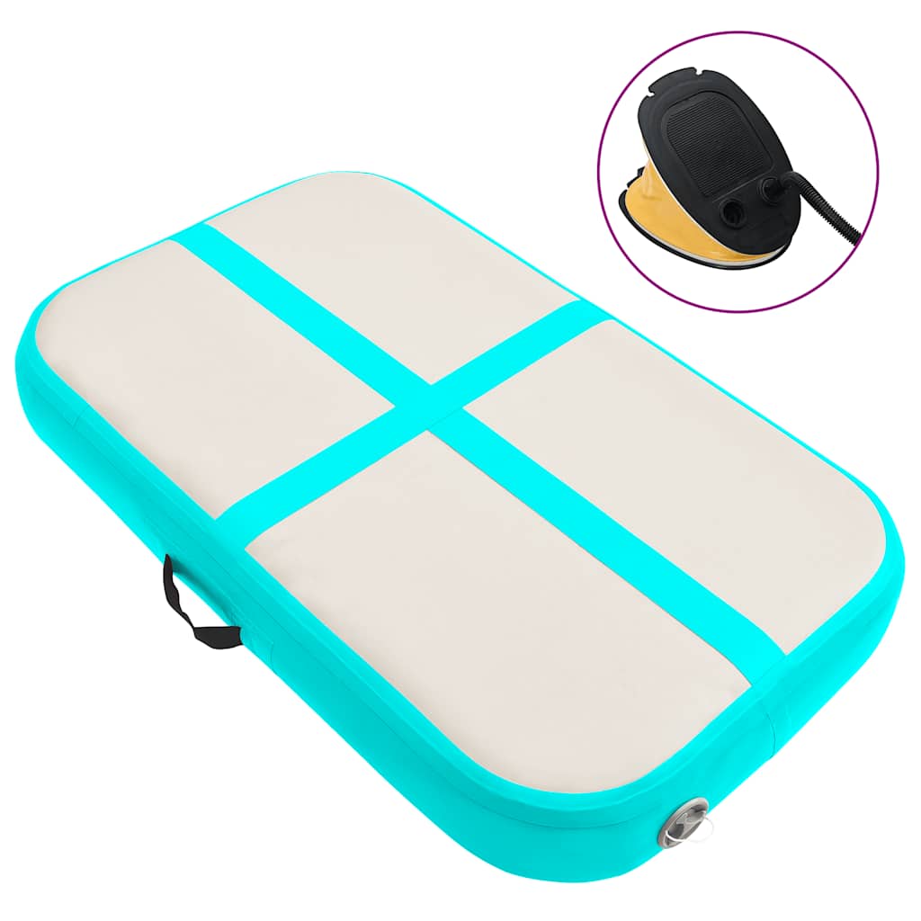 Aufblasbare Gymnastikmatte mit Pumpe 60x100x10 cm PVC Grün