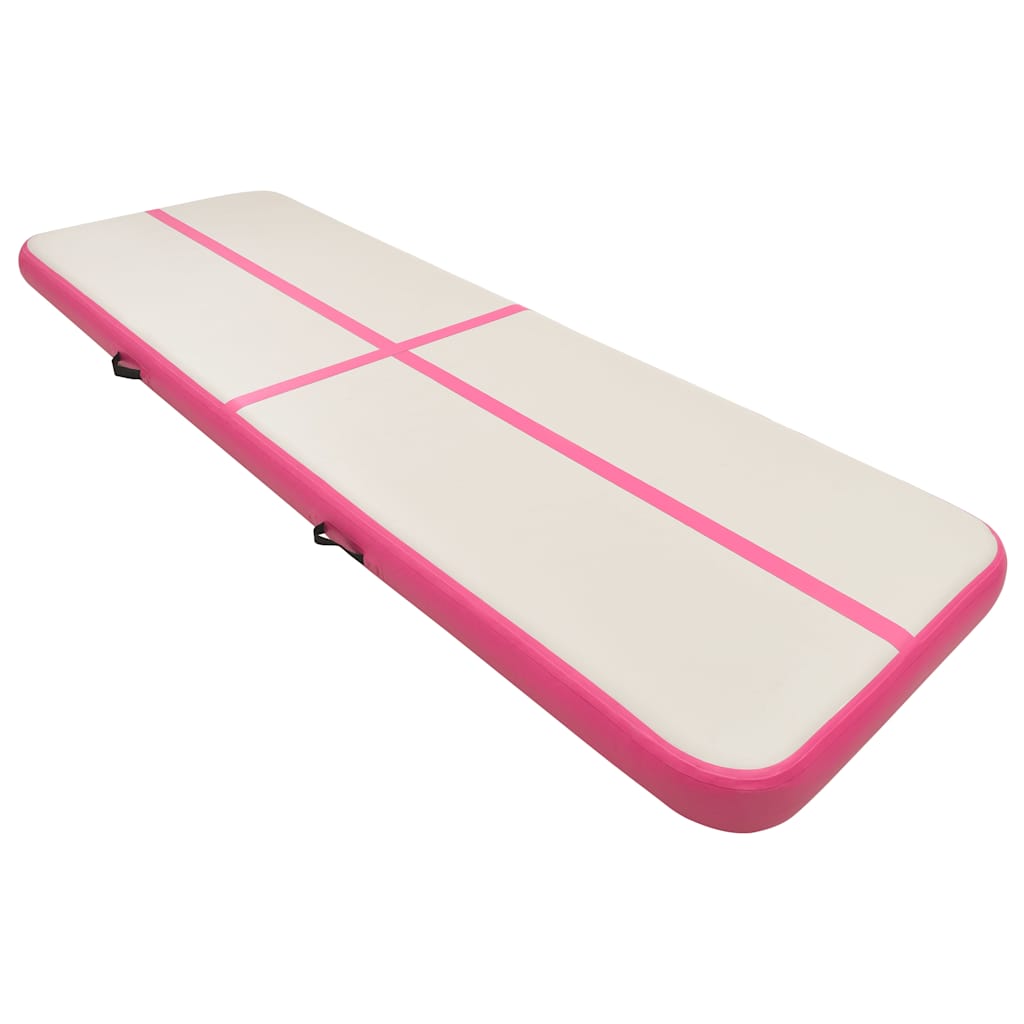 Aufblasbare Gymnastikmatte mit Pumpe 500x100x15 cm PVC Rosa