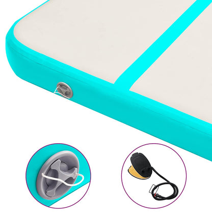 Aufblasbare Gymnastikmatte mit Pumpe 700x100x15 cm PVC Grün