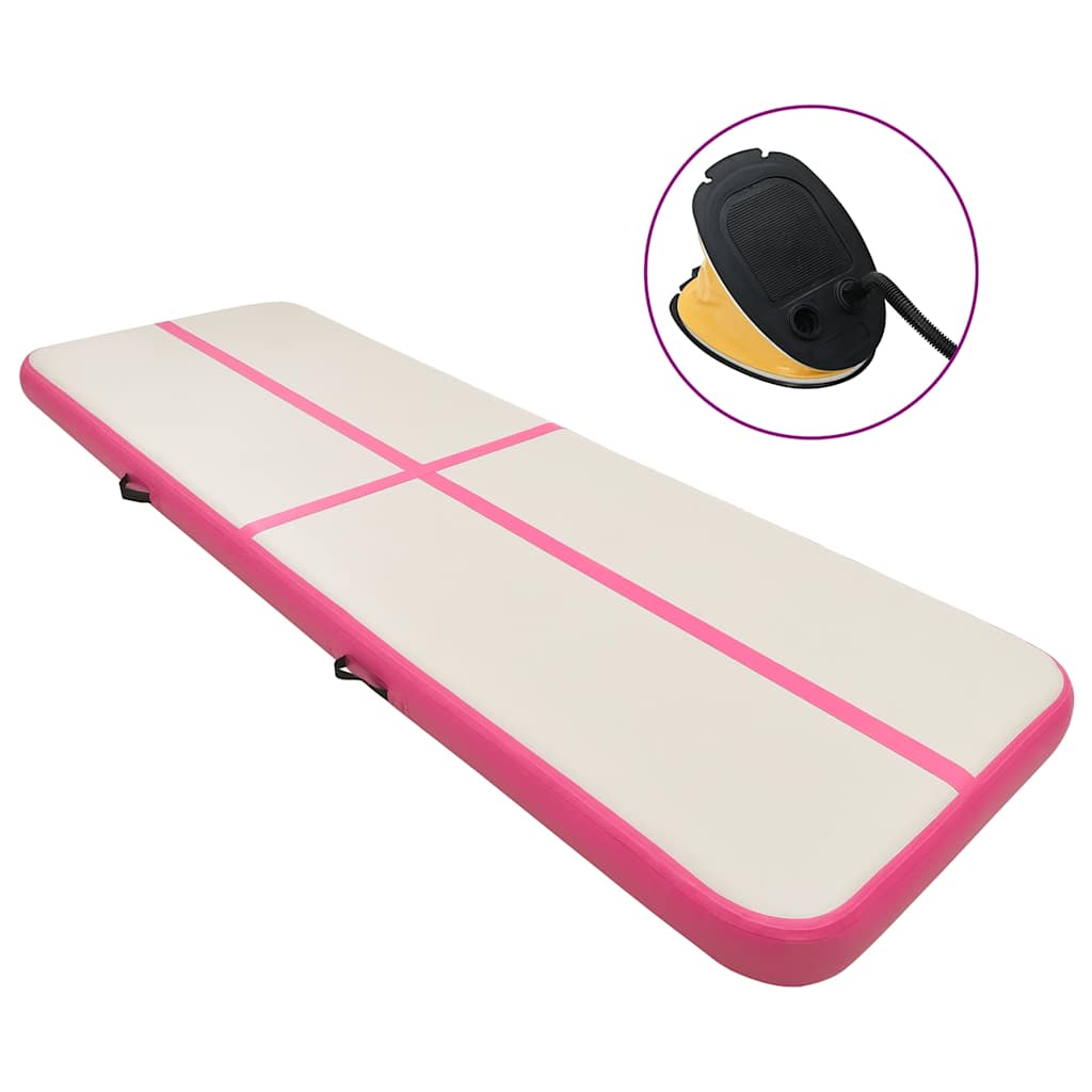 Aufblasbare Gymnastikmatte mit Pumpe 300x100x20 cm PVC Rosa