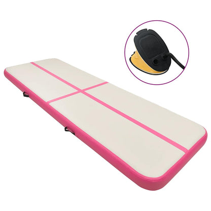 Aufblasbare Gymnastikmatte mit Pumpe 600x100x20 cm PVC Rosa