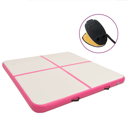 Aufblasbare Gymnastikmatte mit Pumpe 200x200x10 cm PVC Rosa