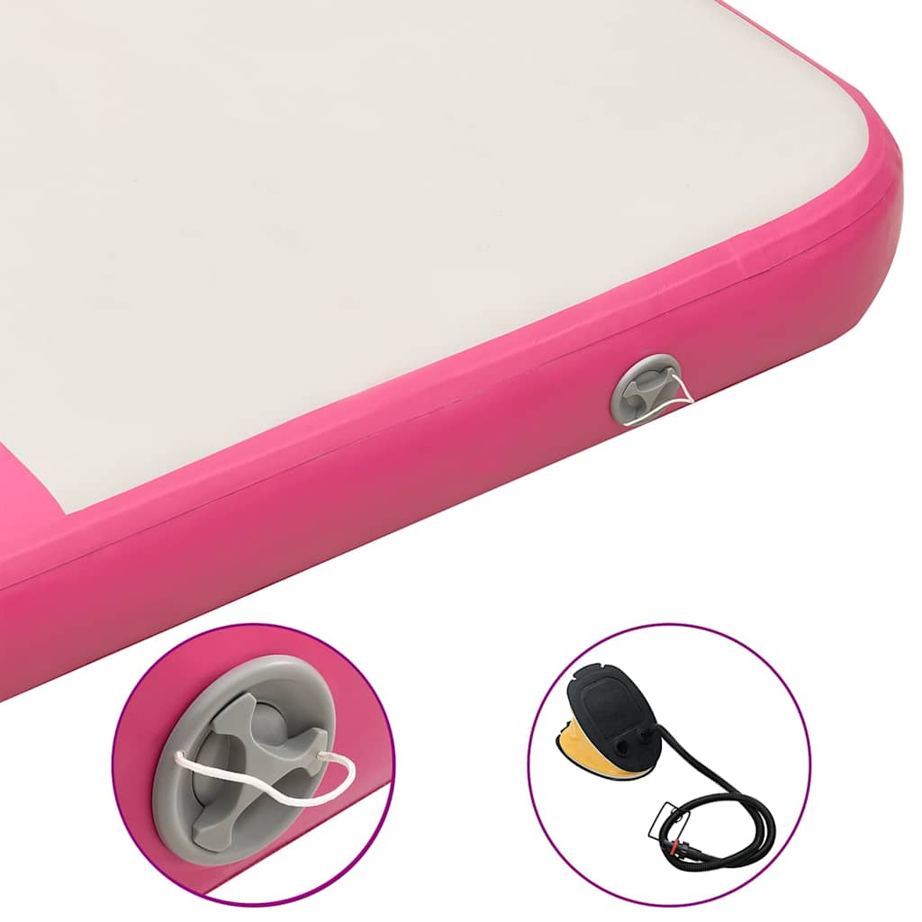 Aufblasbare Gymnastikmatte mit Pumpe 200x200x10 cm PVC Rosa