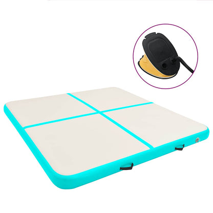 Aufblasbare Gymnastikmatte mit Pumpe 200x200x10 cm PVC Grün