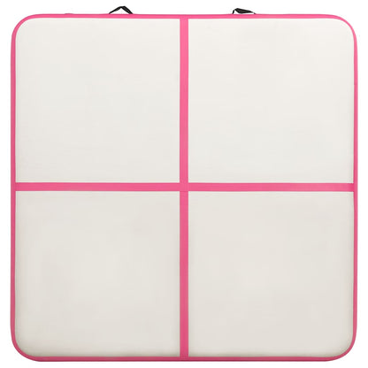 Aufblasbare Gymnastikmatte mit Pumpe 200x200x15 cm PVC Rosa