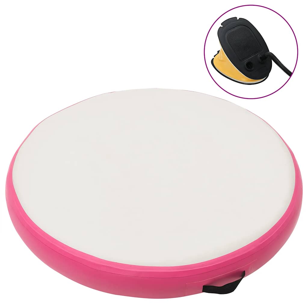 Aufblasbare Gymnastikmatte mit Pumpe 100x100x10 cm PVC Rosa