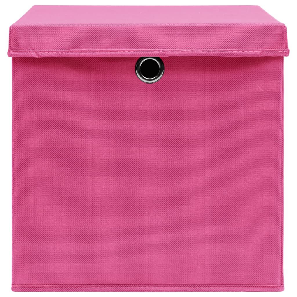 Aufbewahrungsboxen mit Deckeln 10 Stk. 28x28x28 cm Rosa