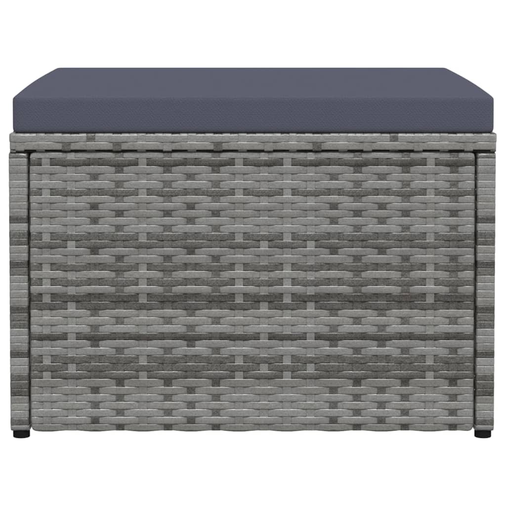 Outdoor-Fußhocker mit Kissen Grau Polyrattan