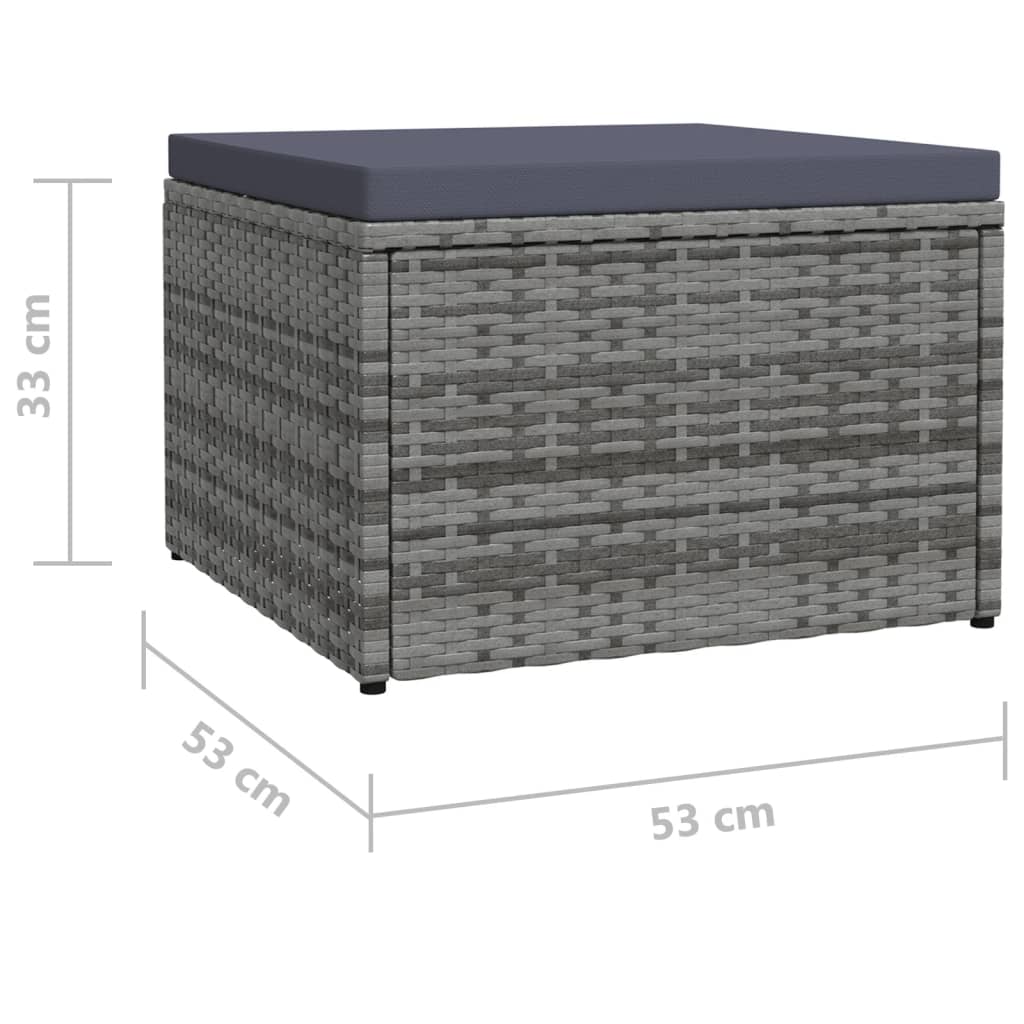 Outdoor-Fußhocker mit Kissen Grau Polyrattan