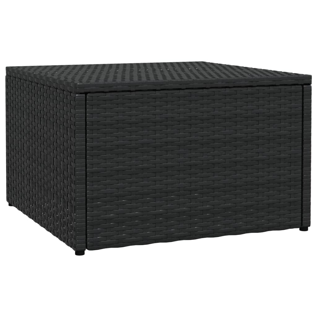Outdoor-Fußhocker mit Kissen Schwarz Polyrattan