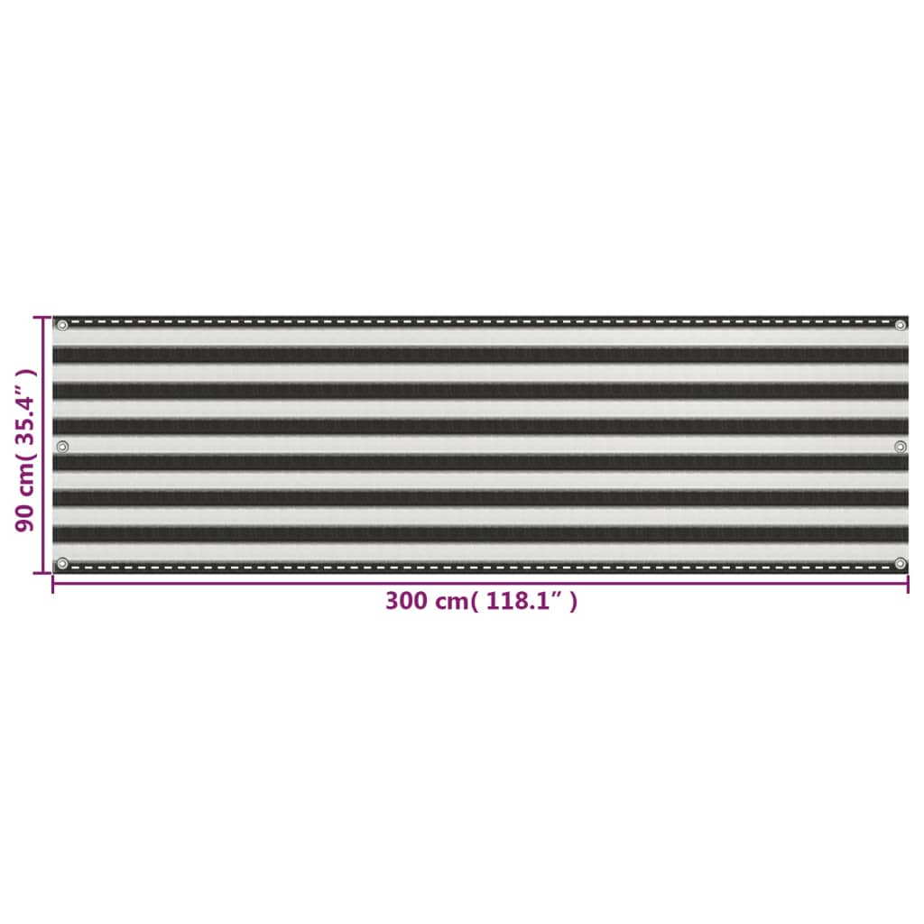 Balkon-Sichtschutz HDPE 90x300 cm Anthrazit und Weiß