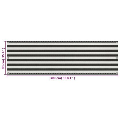 Balkon-Sichtschutz HDPE 90x300 cm Anthrazit und Weiß