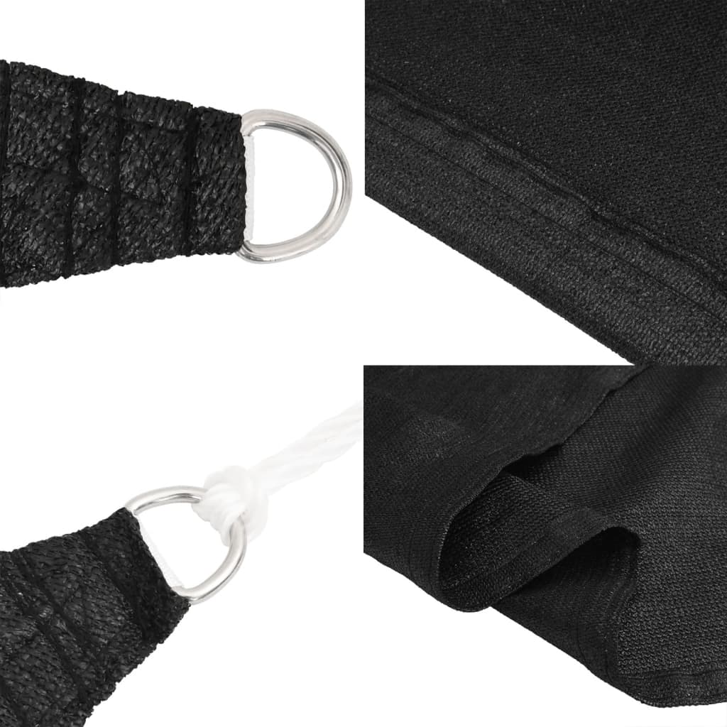 Sonnensegel 160 g/m² Schwarz 2x3,5 m HDPE