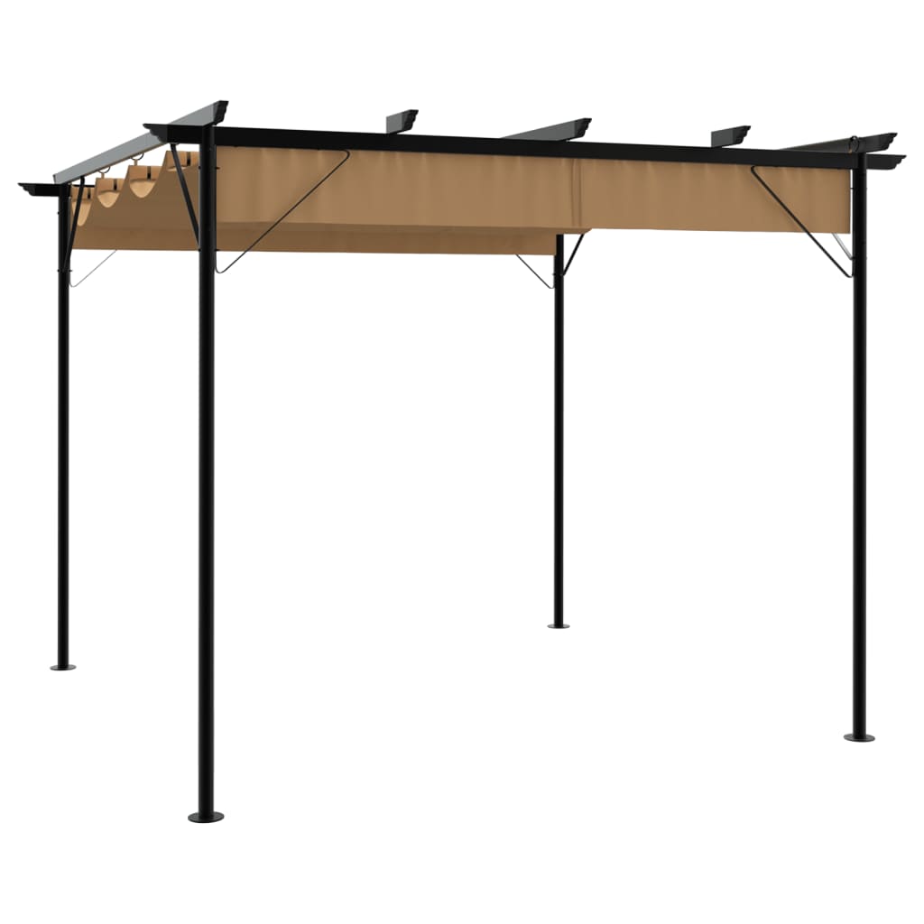 Pergola mit Ausziehbarem Dach Taupe 3x3 m Stahl 180 g/m²