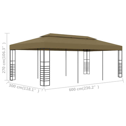 Gartenpavillon 6x3x2,7 m Taupe 180 g/m²