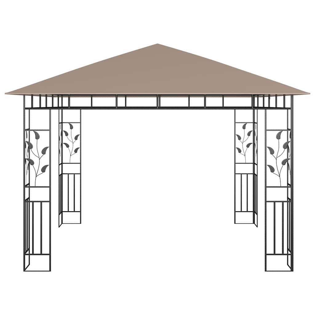 Pavillon mit Moskitonetz 3x3x2,73 m Taupe 180 g/m²