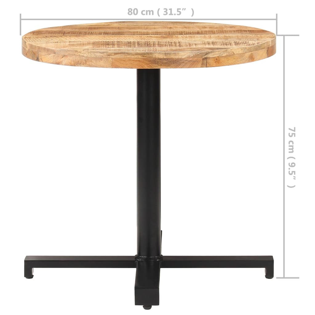 Bistrotisch Rund Ø80x75 cm Raues Mangoholz