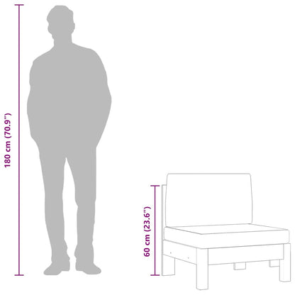 Mittelsofas 2 Stk. mit Cremeweißen Kissen Massivholz Akazie
