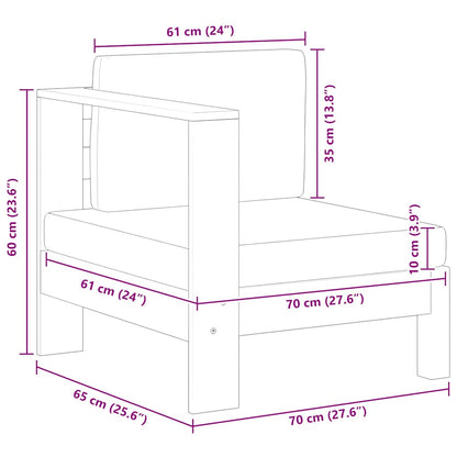 Mittelsofa mit 1 Armlehne Cremeweiß Massivholz Akazie