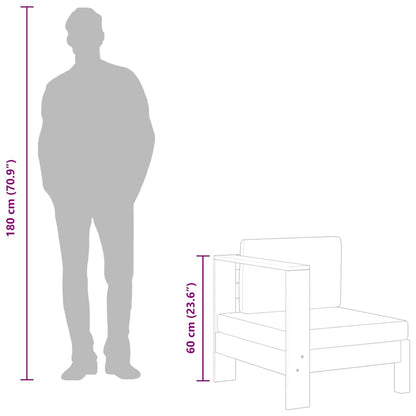 Mittelsofa mit 1 Armlehne Cremeweiß Massivholz Akazie