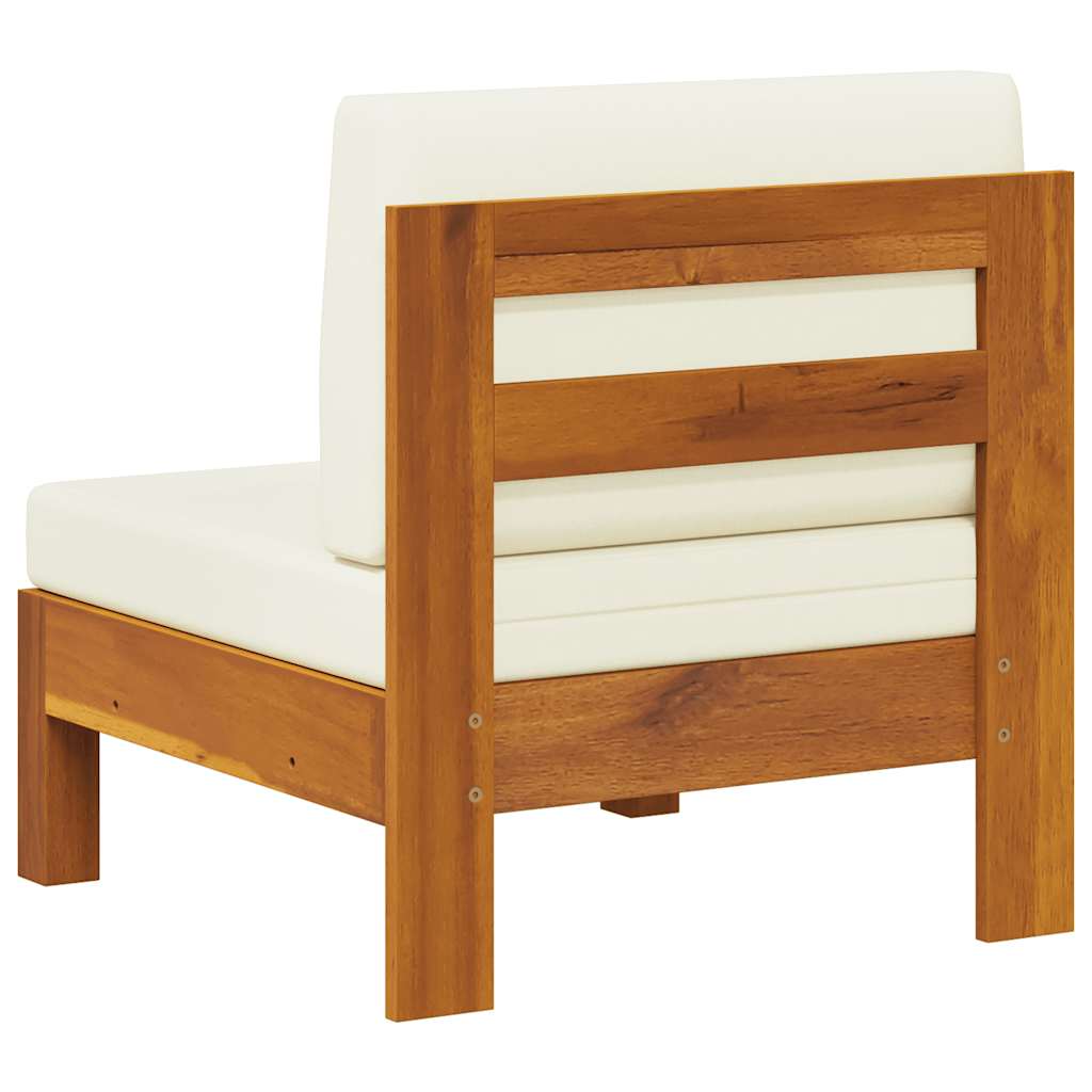 Mittelsofa mit Cremeweißen Kissen Massivholz Akazie