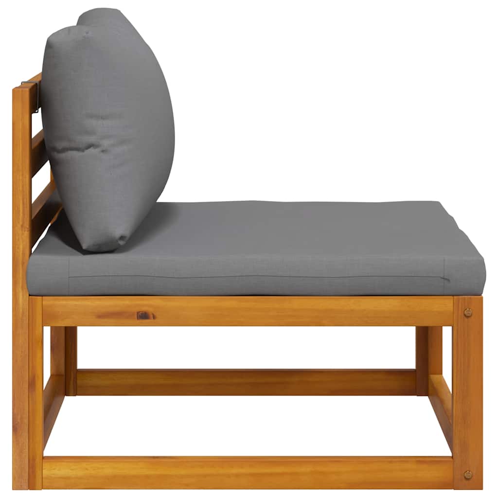 Modular-Mittelsofa mit Dunkelgrauen Kissen Akazie Massivholz