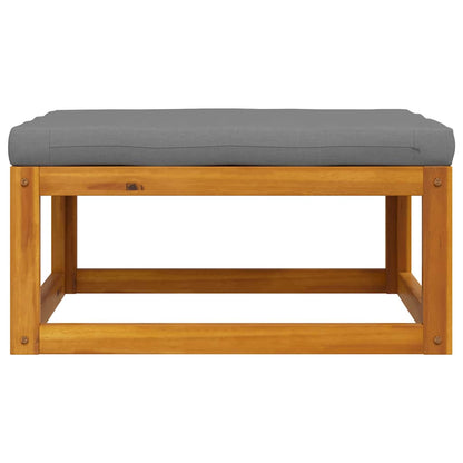 Fußhocker mit Dunkelgrauem Polster Akazie Massivholz