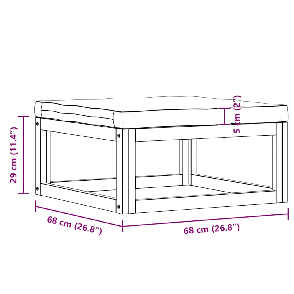 Fußhocker mit Dunkelgrauem Polster Akazie Massivholz
