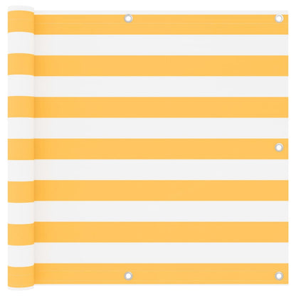 Balkon-Sichtschutz Weiß und Gelb 90x600 cm Oxford-Gewebe