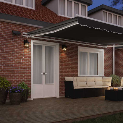 Markisenrahmen mit LED-Lichtleisten Weiß 500 x 300 cm Aluminium