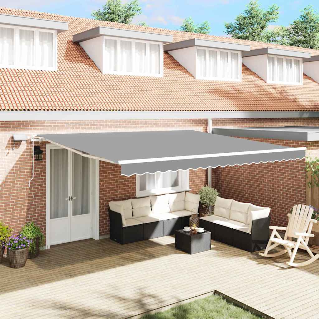 Markisenrahmen mit LED-Lichtleisten Weiß 500 x 350 cm Aluminium