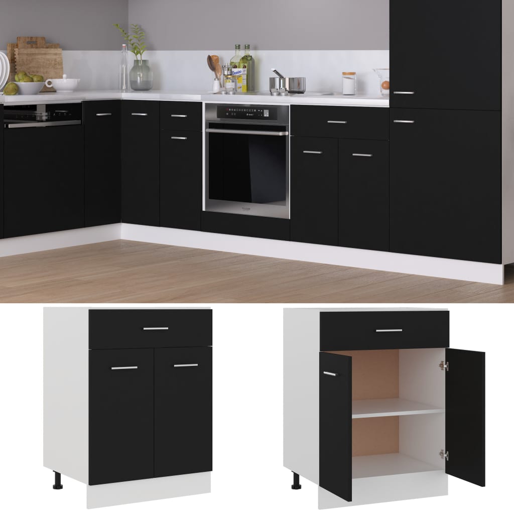 Schubunterschrank Lyon Schwarz 60x46x81,5 cm Holzwerkstoff