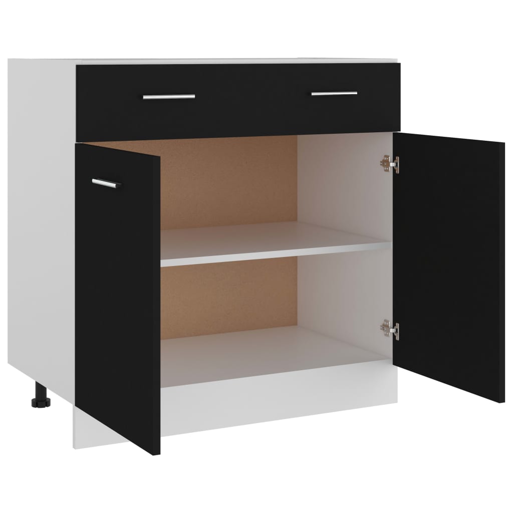 Schubunterschrank Lyon Schwarz 80x46x81,5 cm Holzwerkstoff