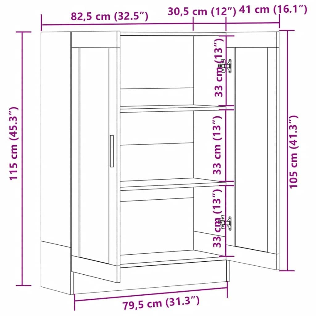 Vitrinenschrank Weiß 82,5x30,5x115 cm Holzwerkstoff