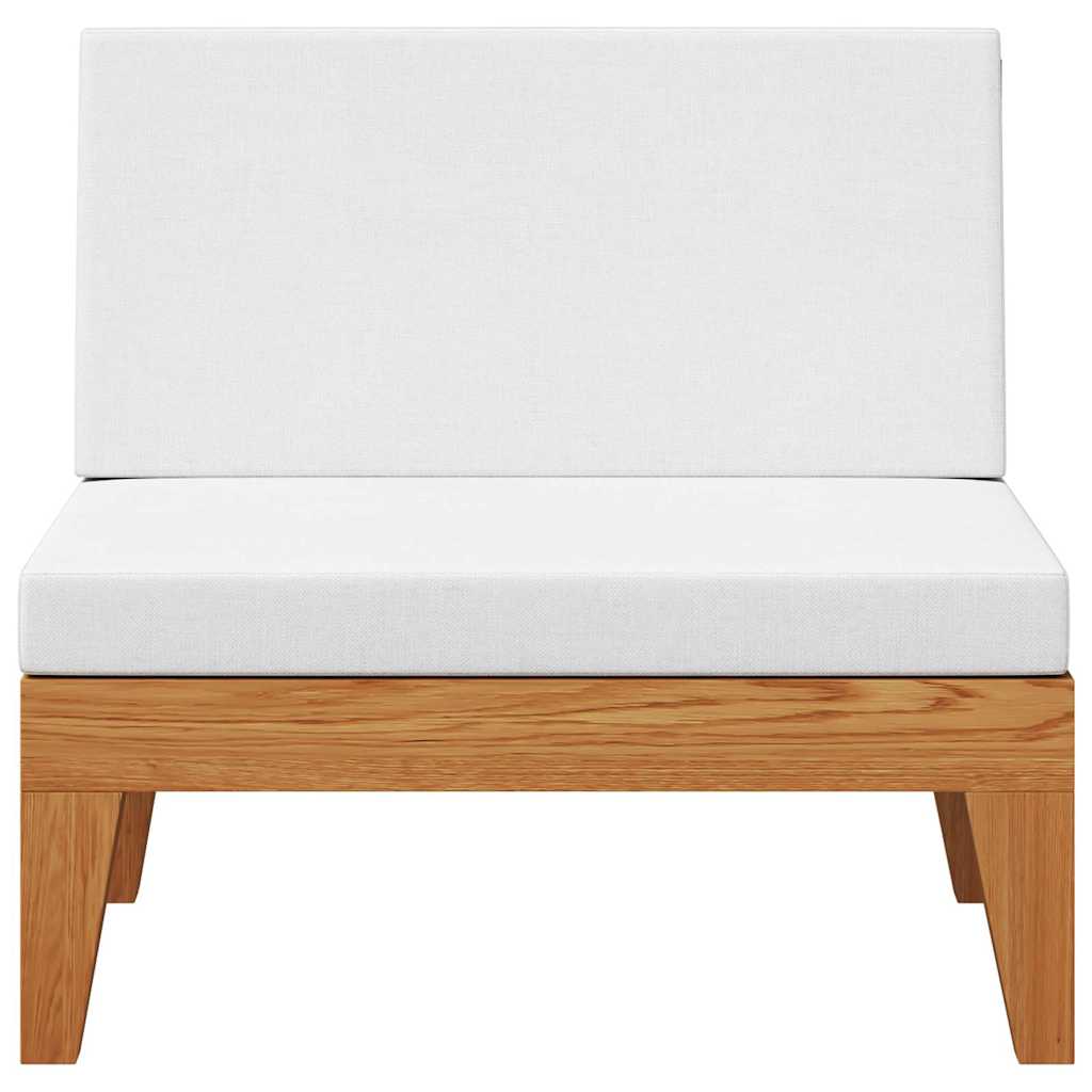 Modular-Mittelsofa mit Cremeweißen Kissen Akazie Massivholz
