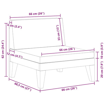 Modular-Mittelsofa mit Cremeweißen Kissen Akazie Massivholz