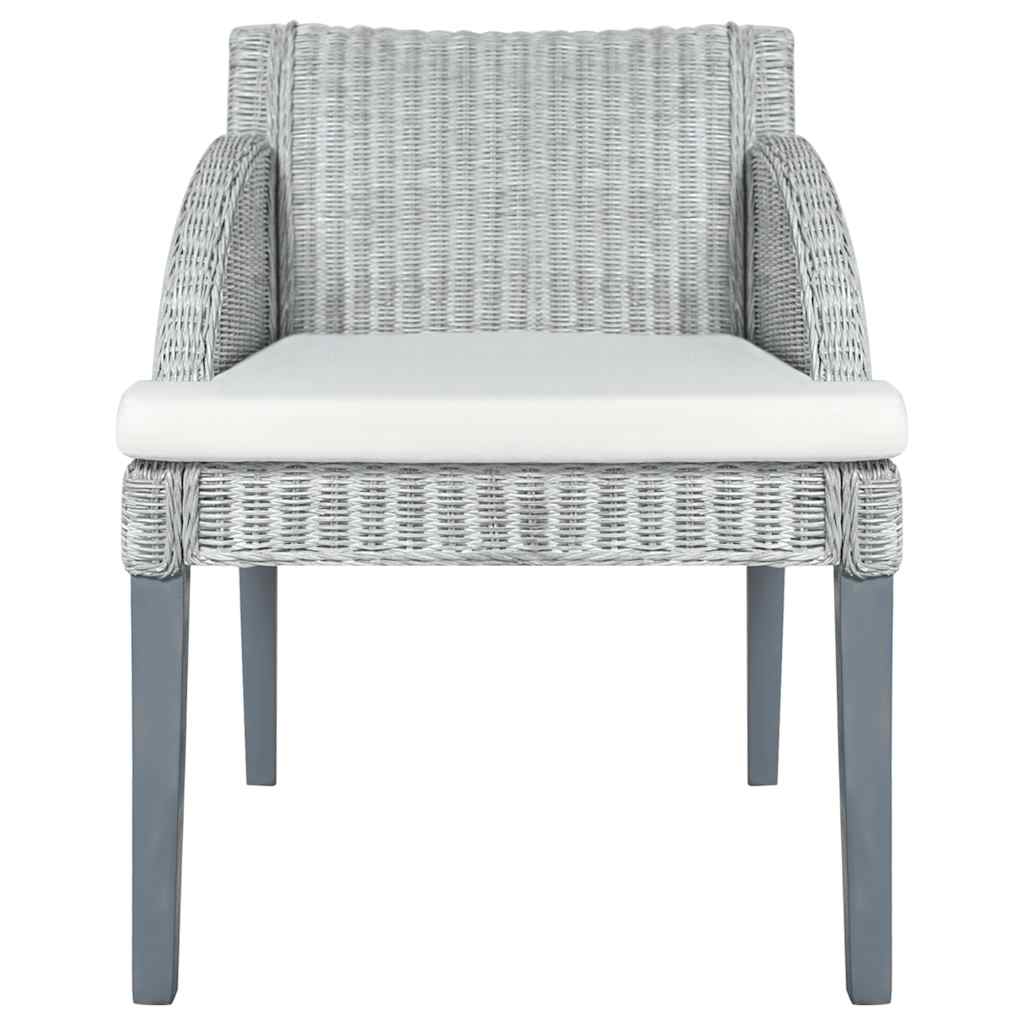 Esszimmerstühle mit Kissen 2 Stk. Grau Natur Rattan