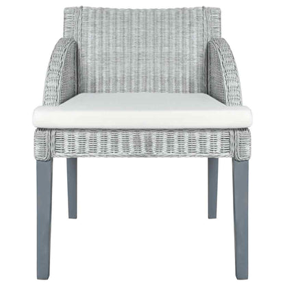 Esszimmerstühle mit Kissen 2 Stk. Grau Natur Rattan
