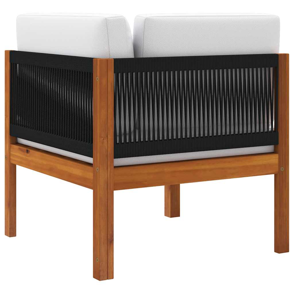 Garten-Ecksofas 2-tlg. mit Kissen Holz Akazie & Seil