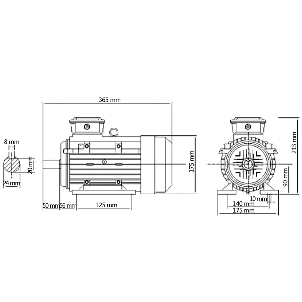 3-Phasen-Elektromotor Aluminium 2,2 kW 3 PS 2-Polig 2840 U/min