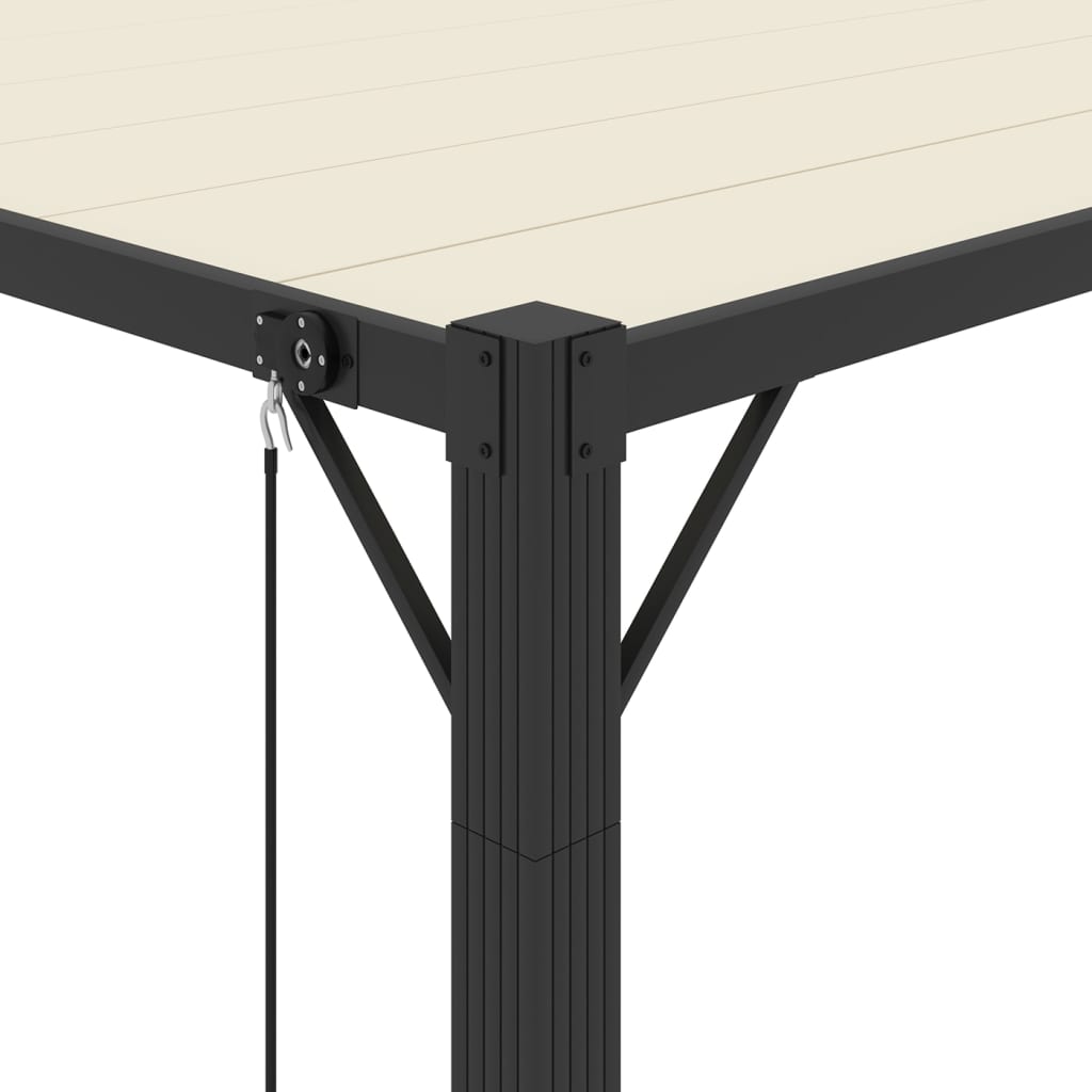 Pergola mit Lamellendach 3x3 m Creme Stoff und Aluminium