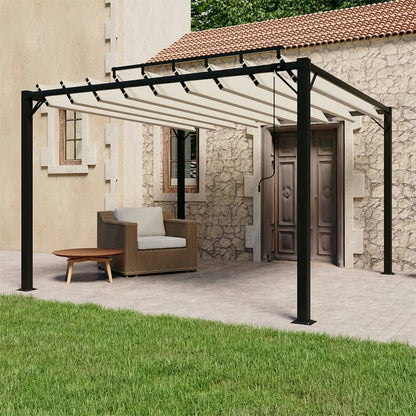 Pergola mit Lamellendach 3x3 m Creme Stoff und Aluminium