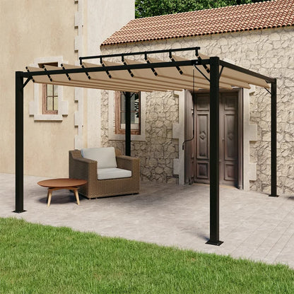 Pergola mit Lamellendach 3x3 m Taupe Stoff und Aluminium