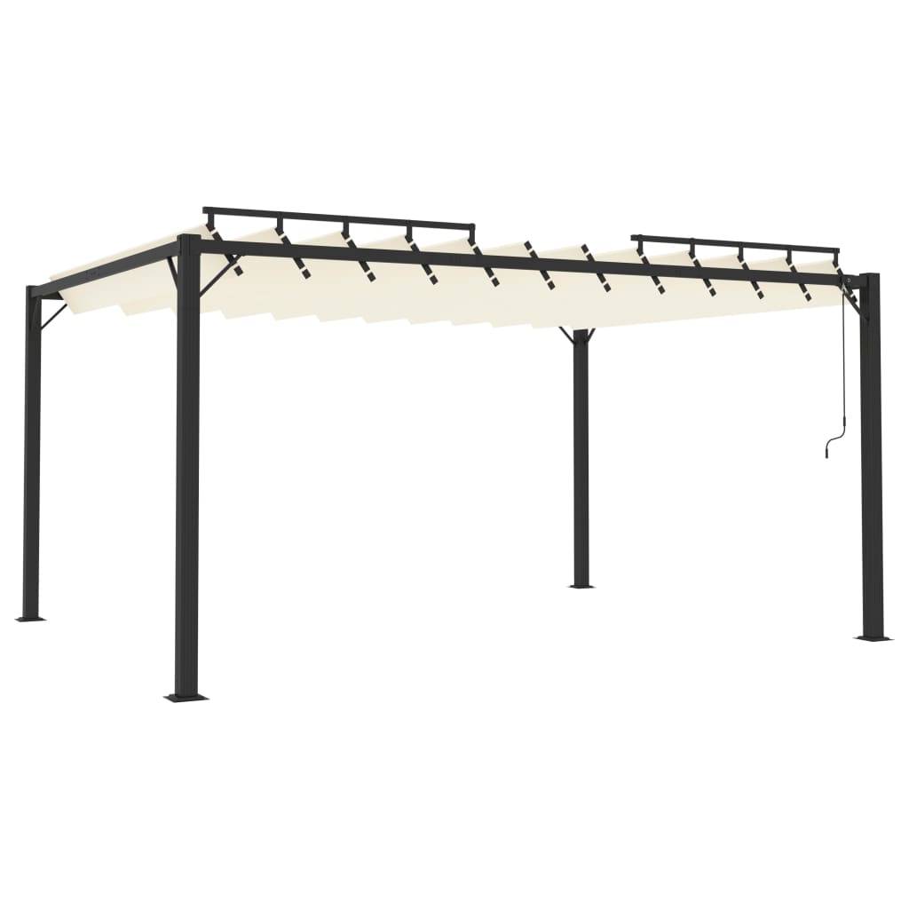 Pergola mit Lamellendach 3x4 m Creme Stoff und Aluminium
