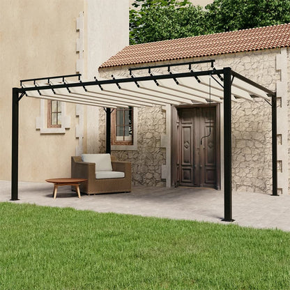 Pergola mit Lamellendach 3x4 m Creme Stoff und Aluminium