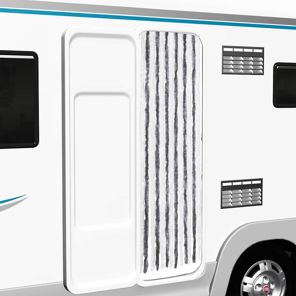 Insektenschutz-Vorhang Grau und Weiß 56x200 cm Chenille