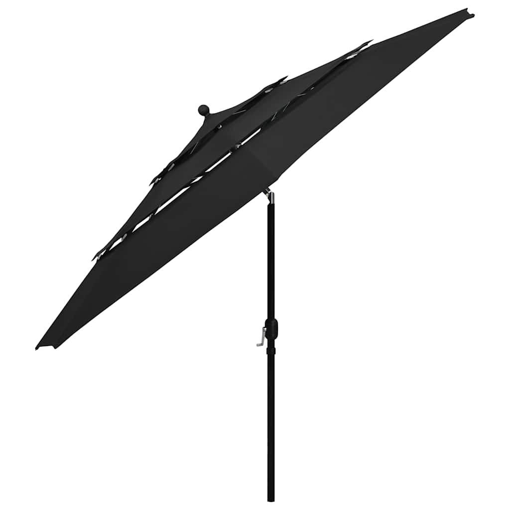 Sonnenschirm mit Aluminium-Mast 3-lagig Schwarz 3,5 m