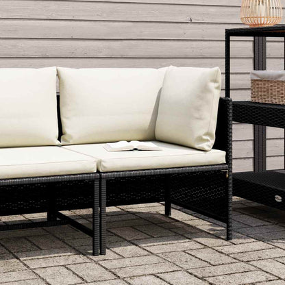 Modular-Ecksofa mit Kissen Schwarz Poly Rattan