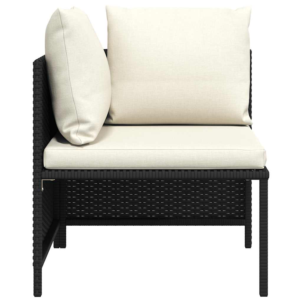 Modular-Ecksofa mit Kissen Schwarz Poly Rattan